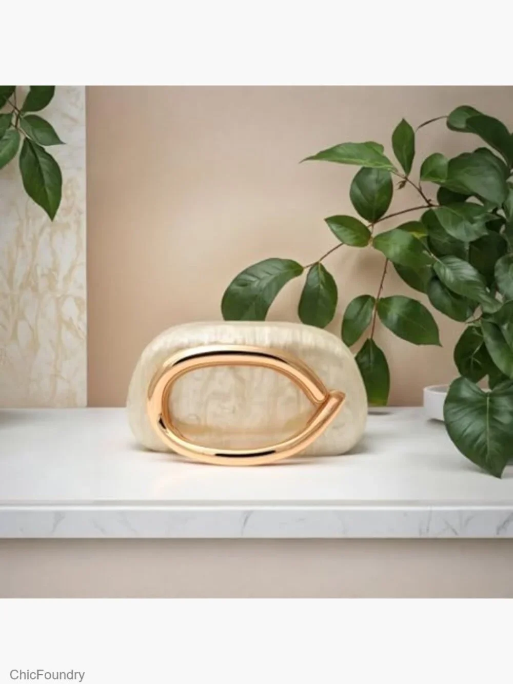 Acrylic Clutch with Metal Handle, Evening Bag for Wedding Party